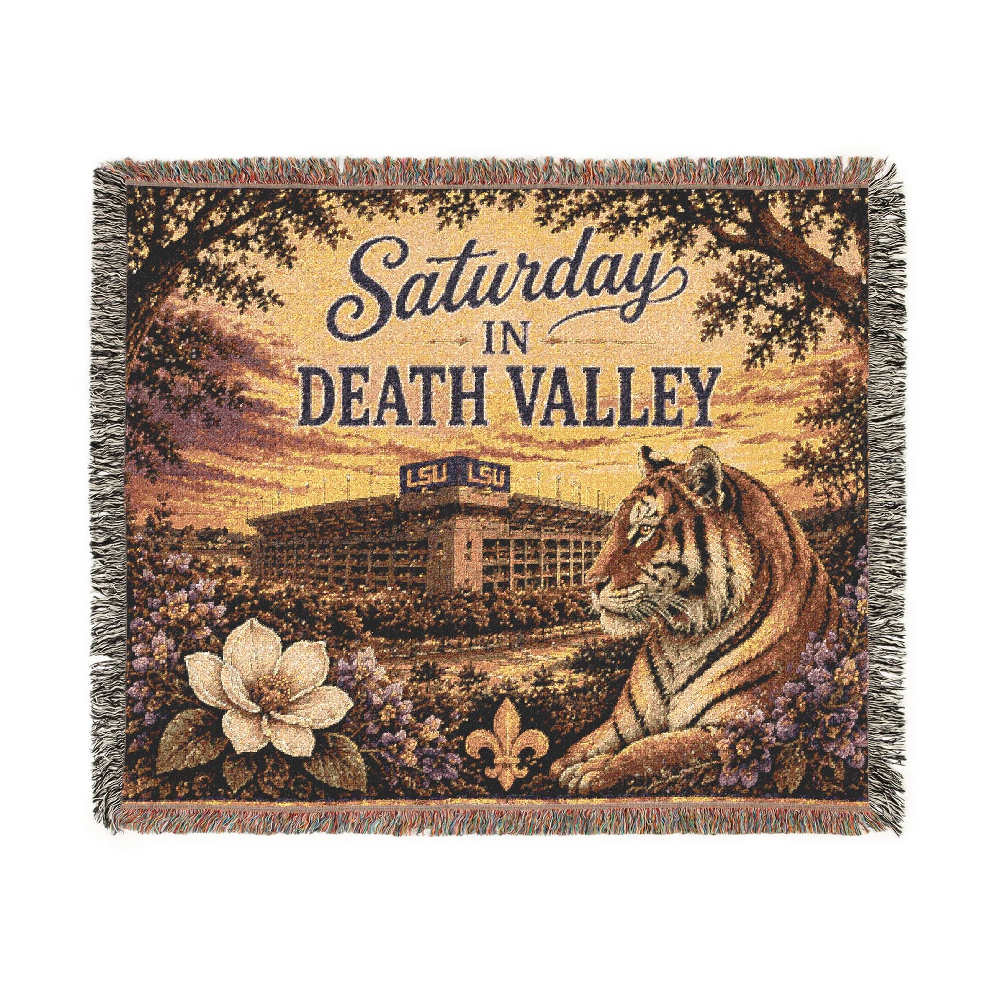 LSU Tiger Woven Blanket | Collegiate Tiger Throw