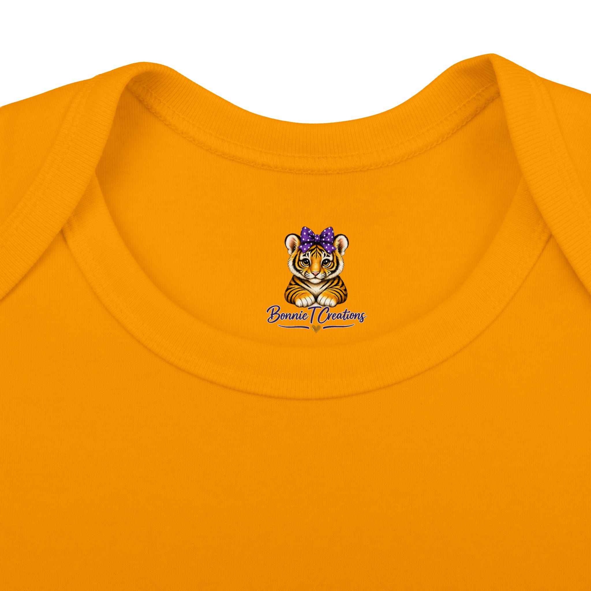 Princess Tiger Baby Bodysuit | LSU Baby Girl Outfit | Purple Gold Tiger Onesie | Baby Shower Gift | Football Baby Clothes