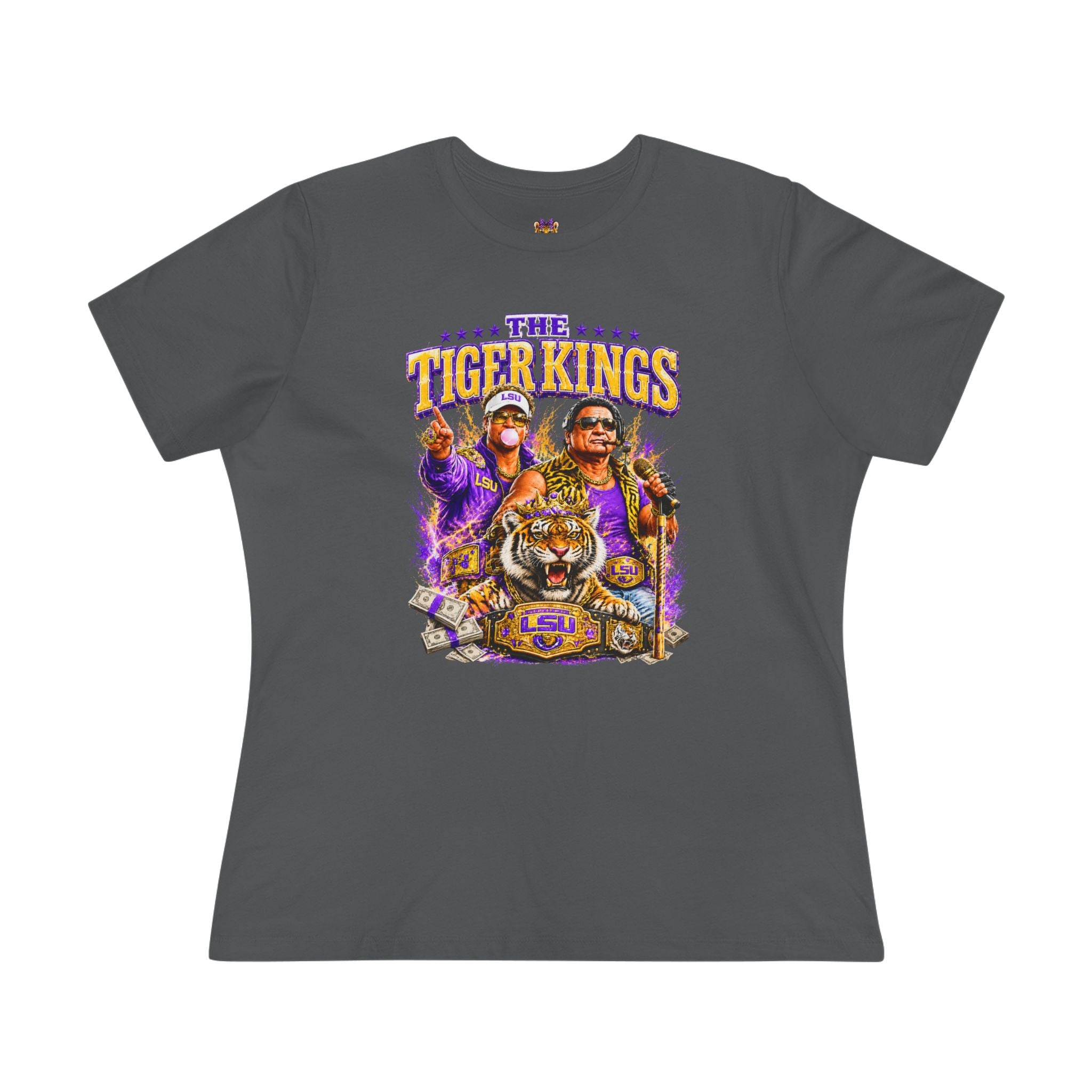 Funny Tiger Kings Coach Shirt | Purple Gold Football Fan Tee | Louisiana Game Day Shirt | Coach Parody Shirt | Bella Canvas 6400