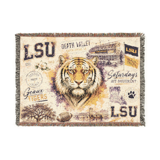 LSU Tiger Woven Blanket | Collegiate Tiger Throw