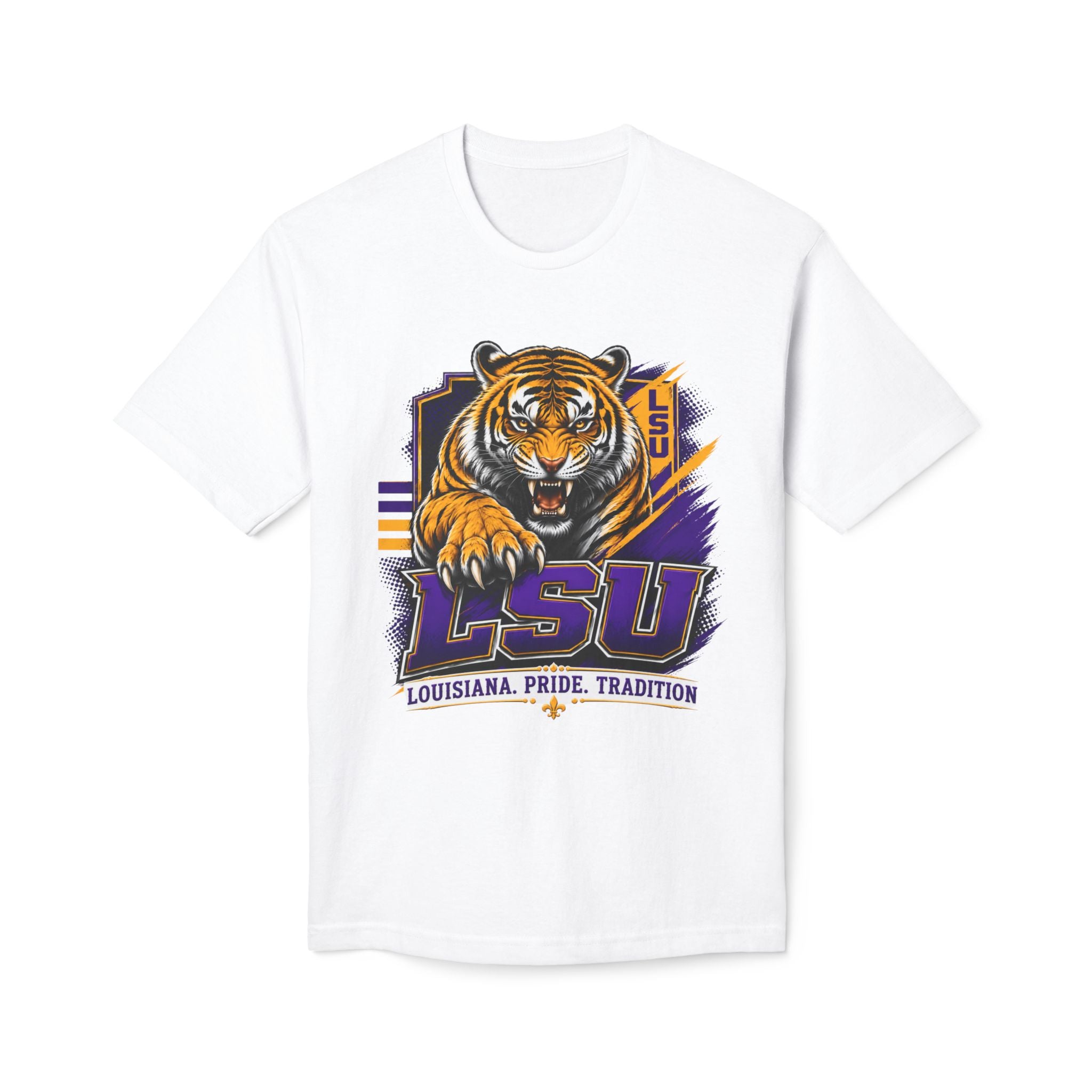 LSU Inspired Shirt | Purple & Gold Tiger Eye Graphic Tee | Louisiana Football Fan Shirt | Game Day Back Print