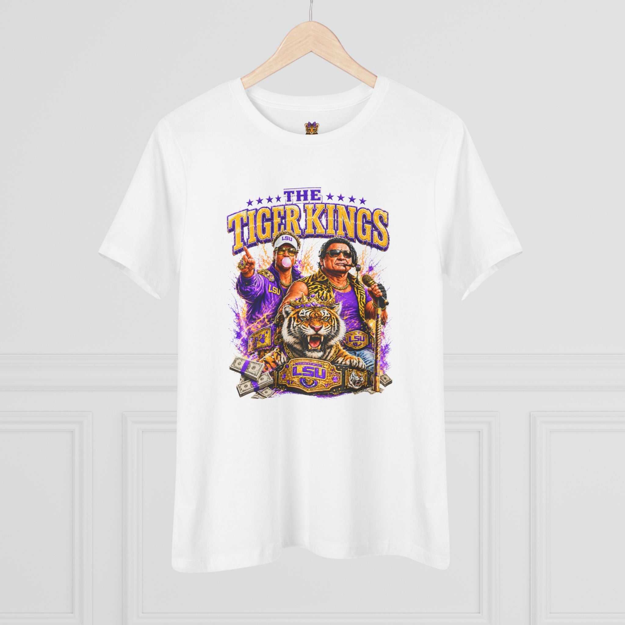 Funny Tiger Kings Coach Shirt | Purple Gold Football Fan Tee | Louisiana Game Day Shirt | Coach Parody Shirt | Bella Canvas 6400