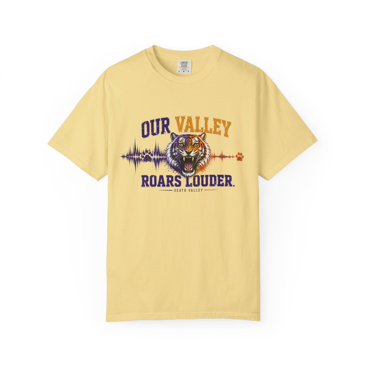 Our Valley Roars Louder Shirt, Death Valley Football Tee, Purple Gold Tiger Fan Shirt, Game Day Comfort Colors 1717 Tee