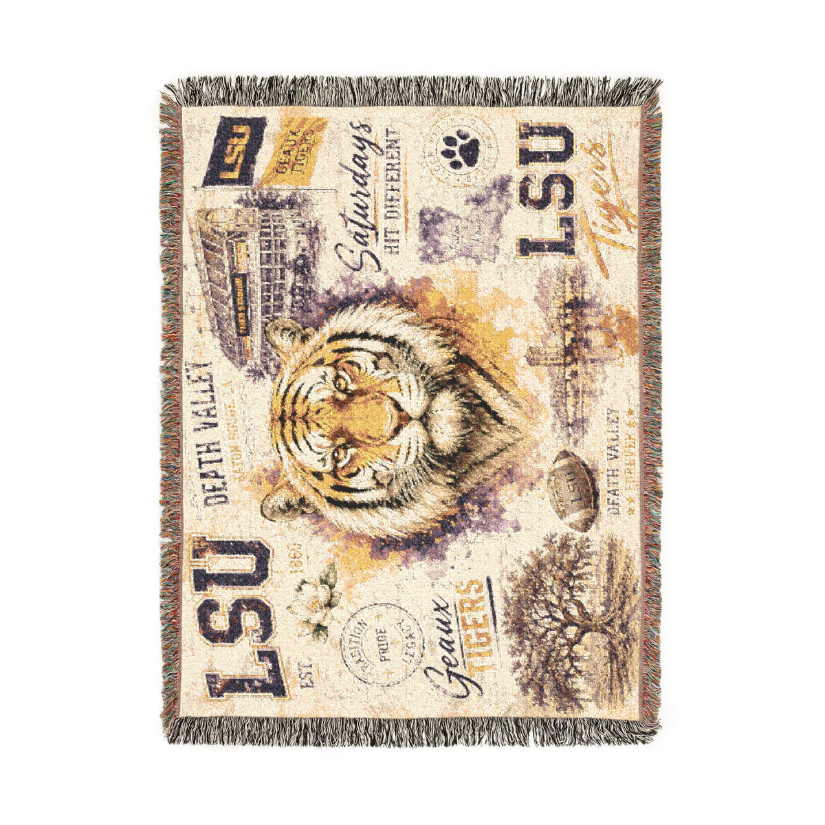 LSU Tiger Woven Blanket | Collegiate Tiger Throw