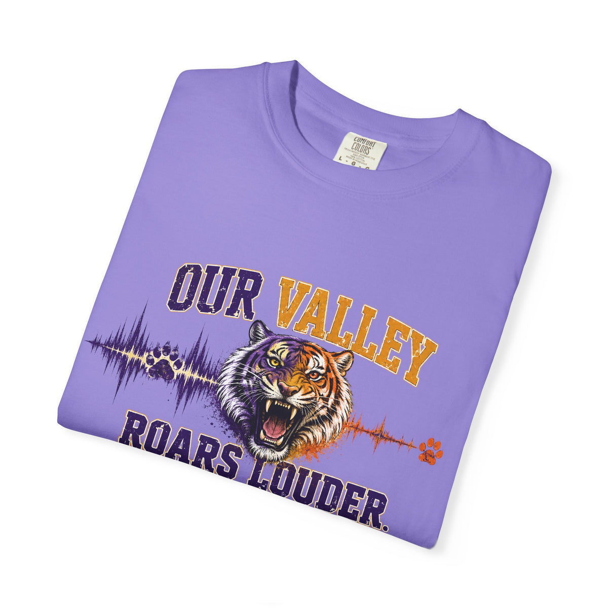 Our Valley Roars Louder Shirt, Death Valley Football Tee, Purple Gold Tiger Fan Shirt, Game Day Comfort Colors 1717 Tee