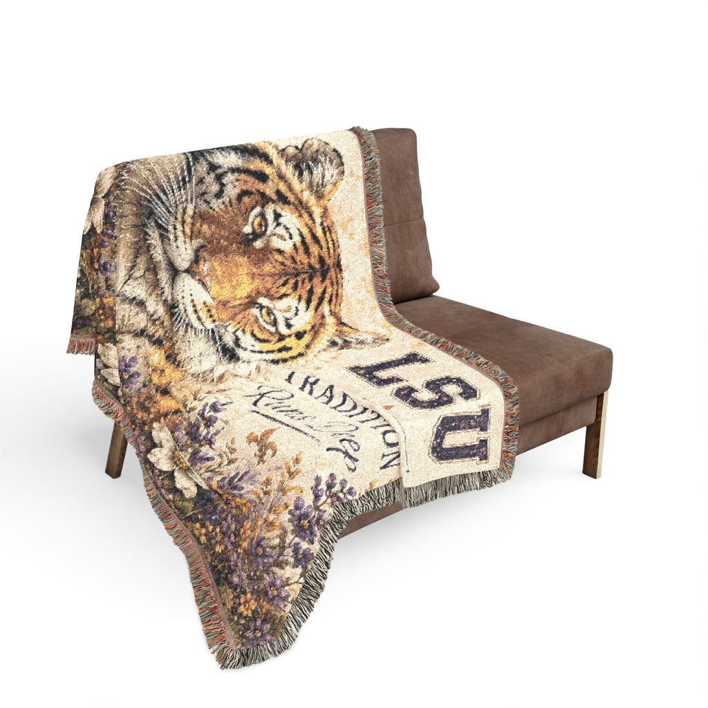 LSU Tiger Woven Blanket | Collegiate Tiger Throw